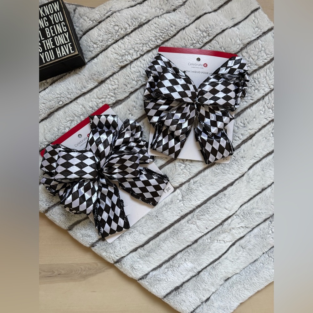 Celebrate It Black and White Harlequin Tree Bow